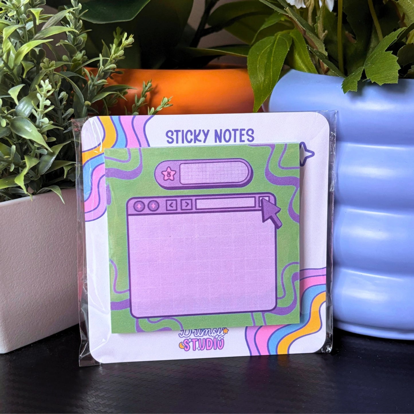 Y2K Inspired Green & Purple Sticky Notes | 50 Sheets | 3x3