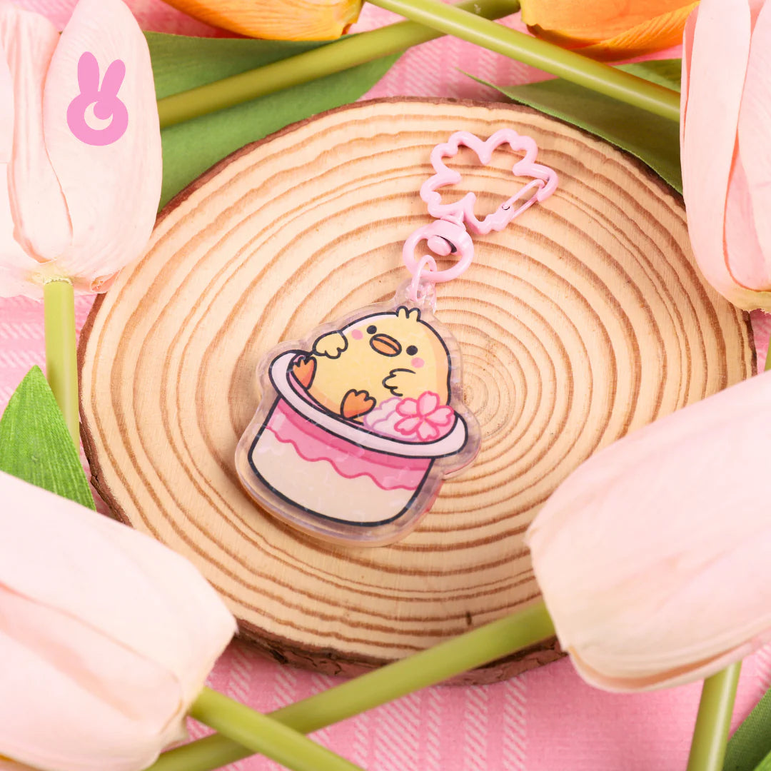 Sakura Pudding Duckling Keychain