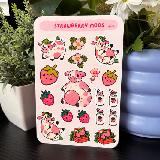 Strawberry Moos Sticker Sheet