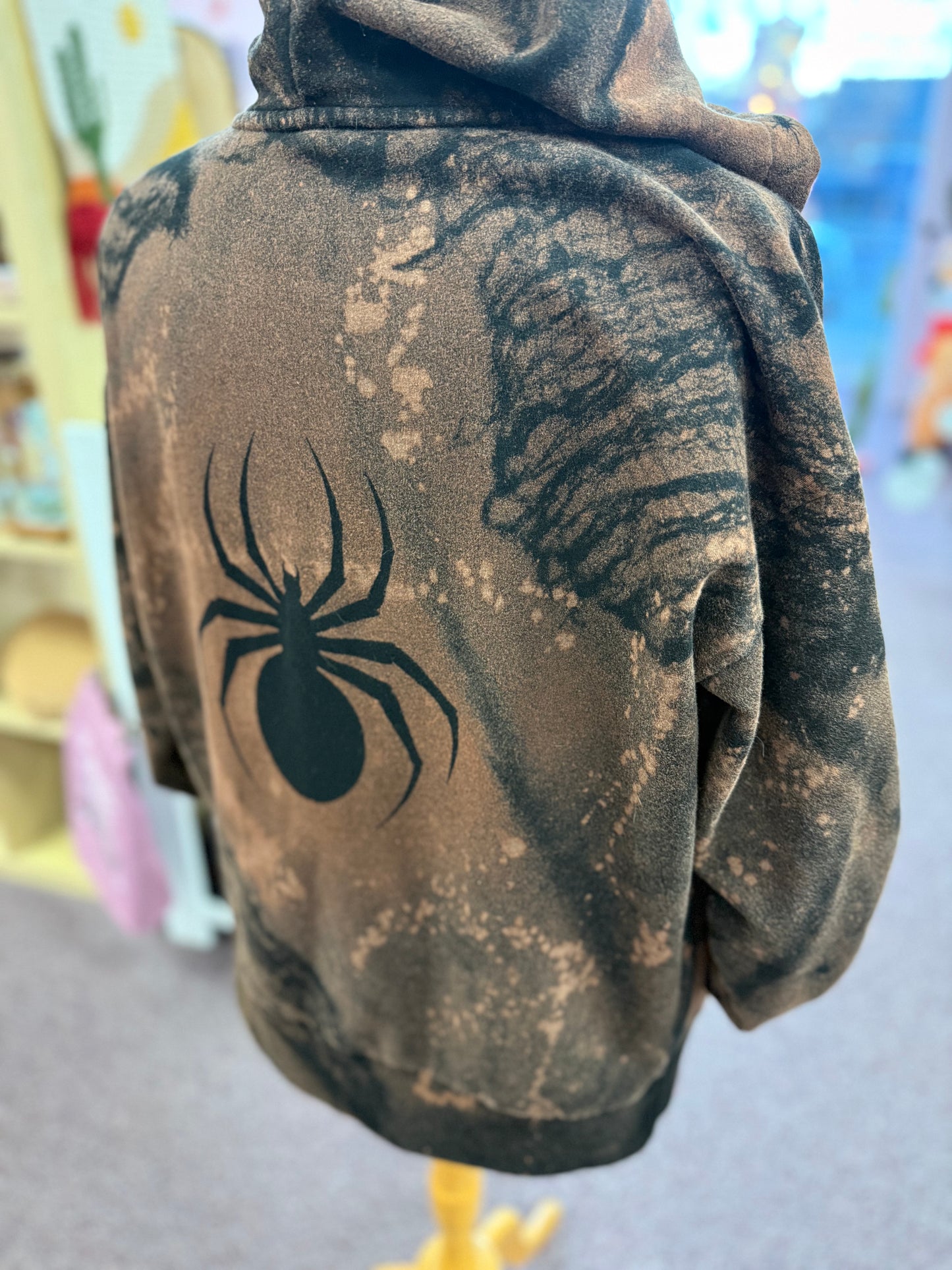 Hand Bleached Spider Zip Hoodie | Size Medium