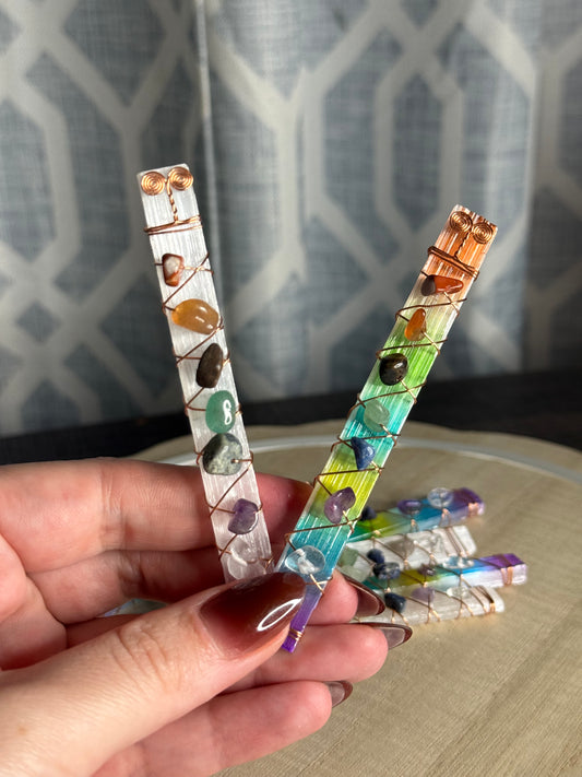 Crystal Wrapped Selenite Wands