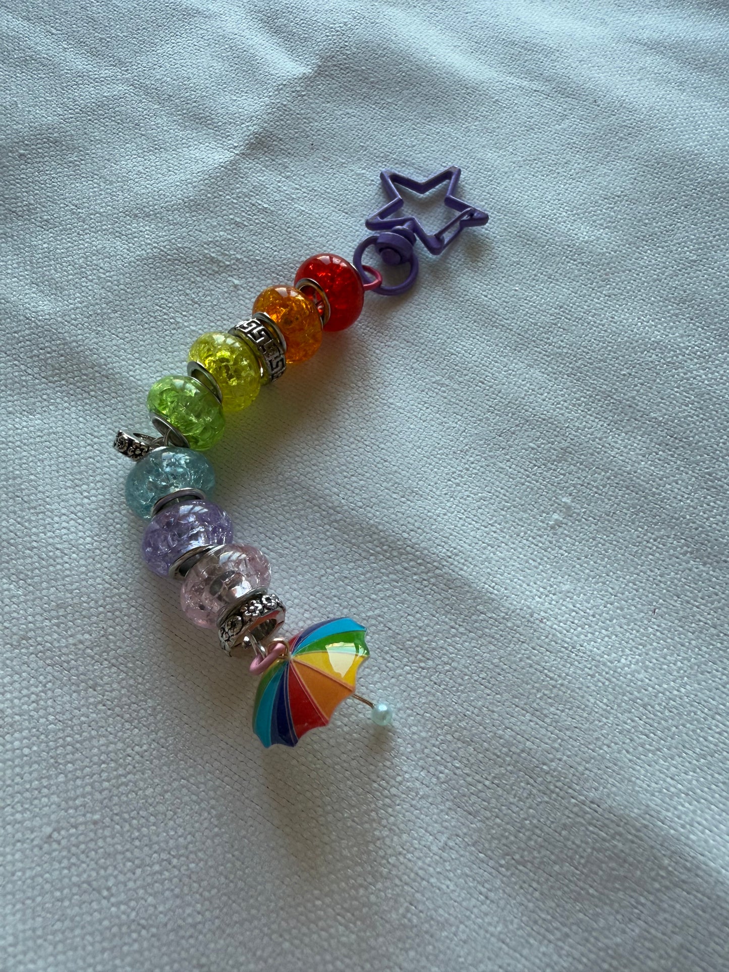 Rainbow Beaded Keychain