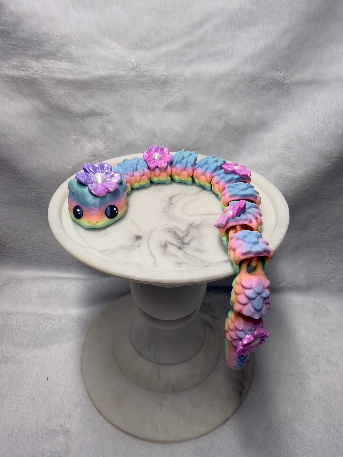 Floral Pastel Articulated Snake / 3D Printed