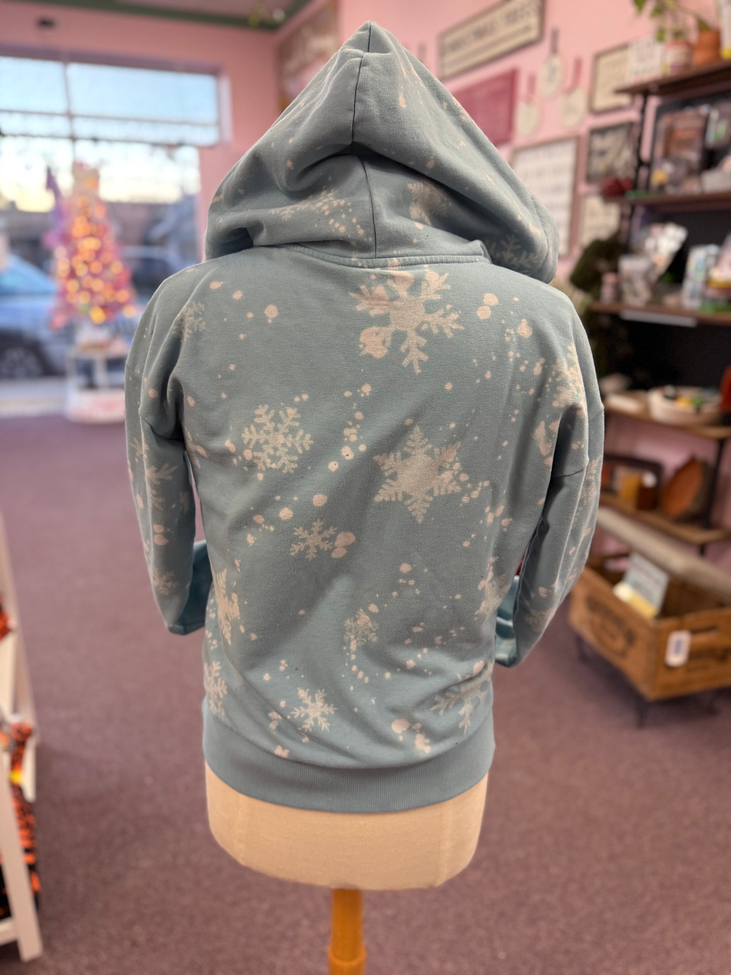 Hand Bleached Snowflake Zip Hoodie | Size Small
