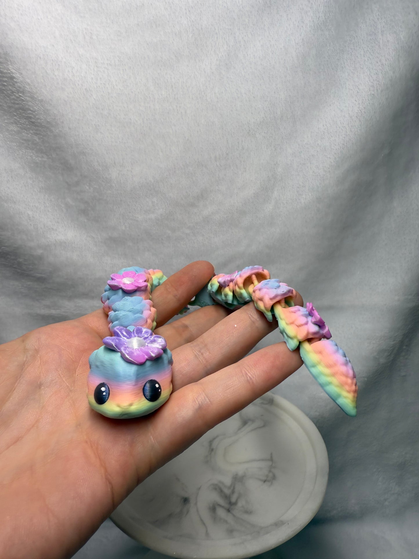 Floral Pastel Articulated Snake / 3D Printed