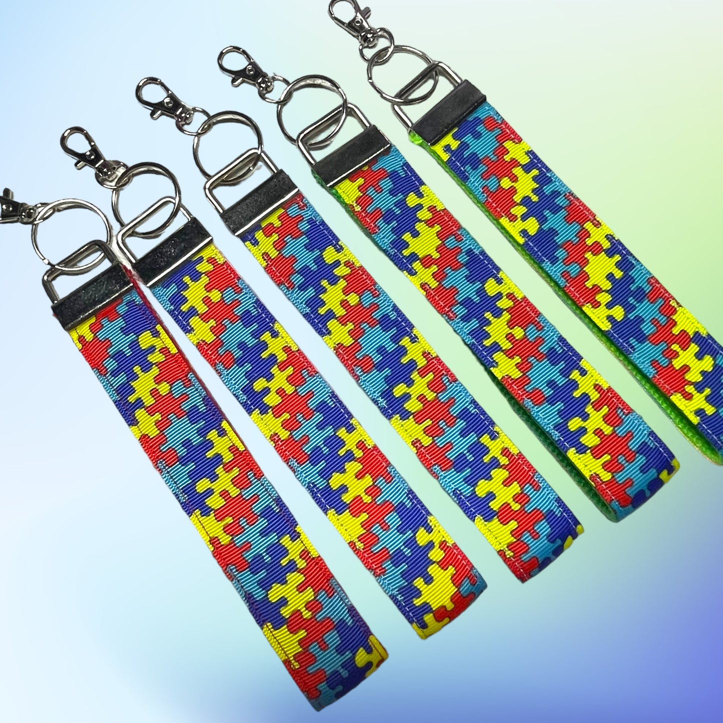 Autism Puzzle Print Fabric Wristlet