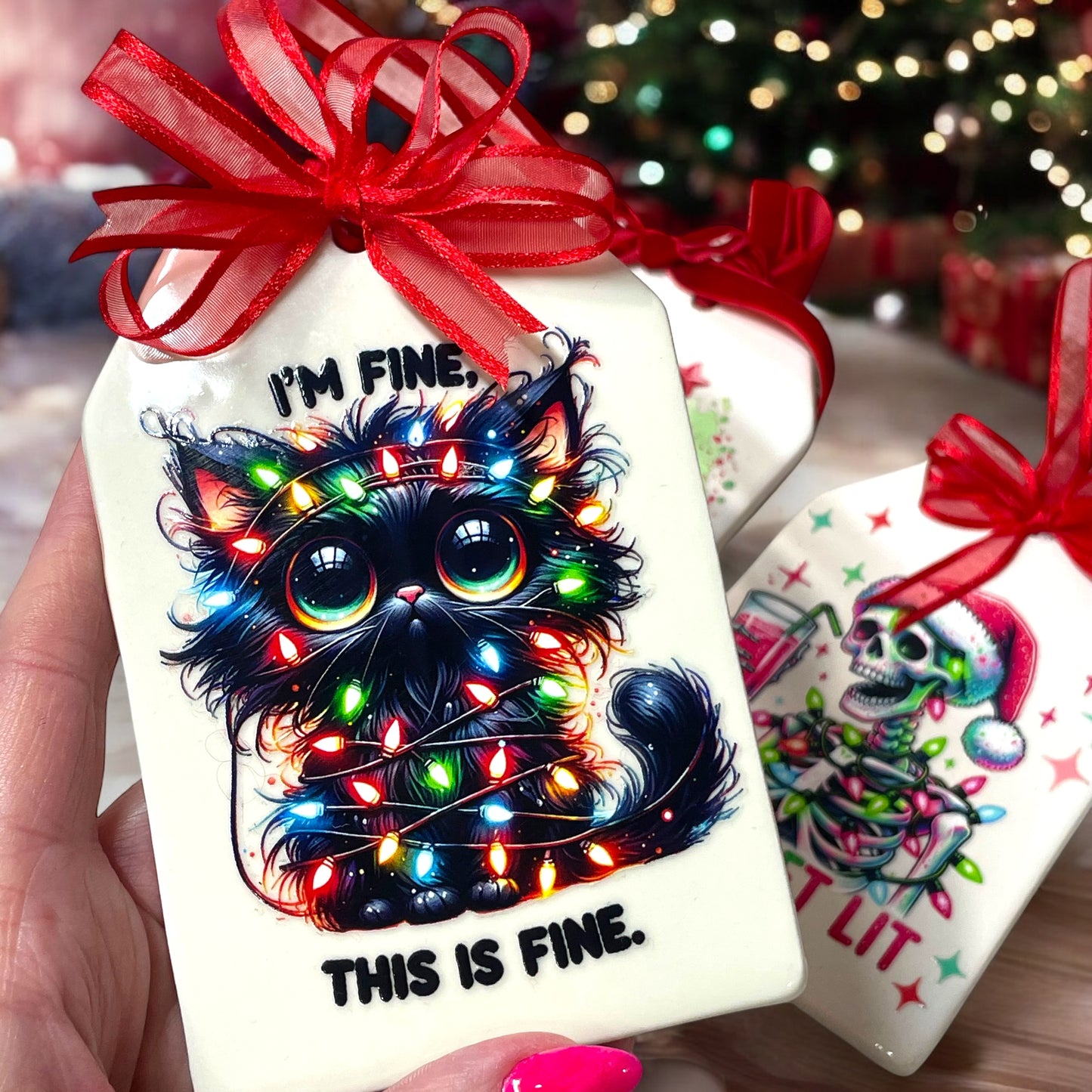 I’m Fine, This Is Fine Cat Ceramic Ornament