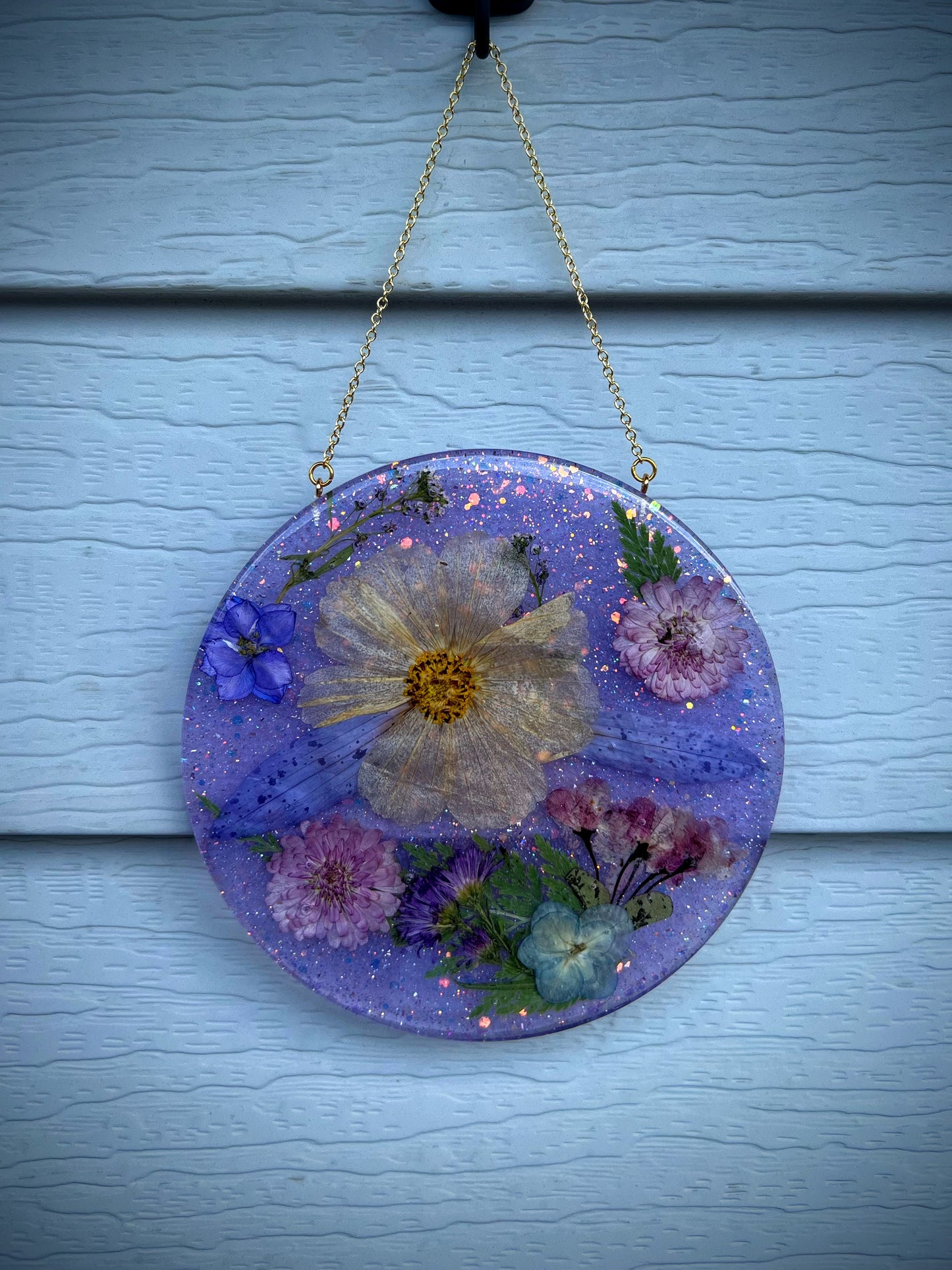 Purple Dried Flower Resin Wall Art