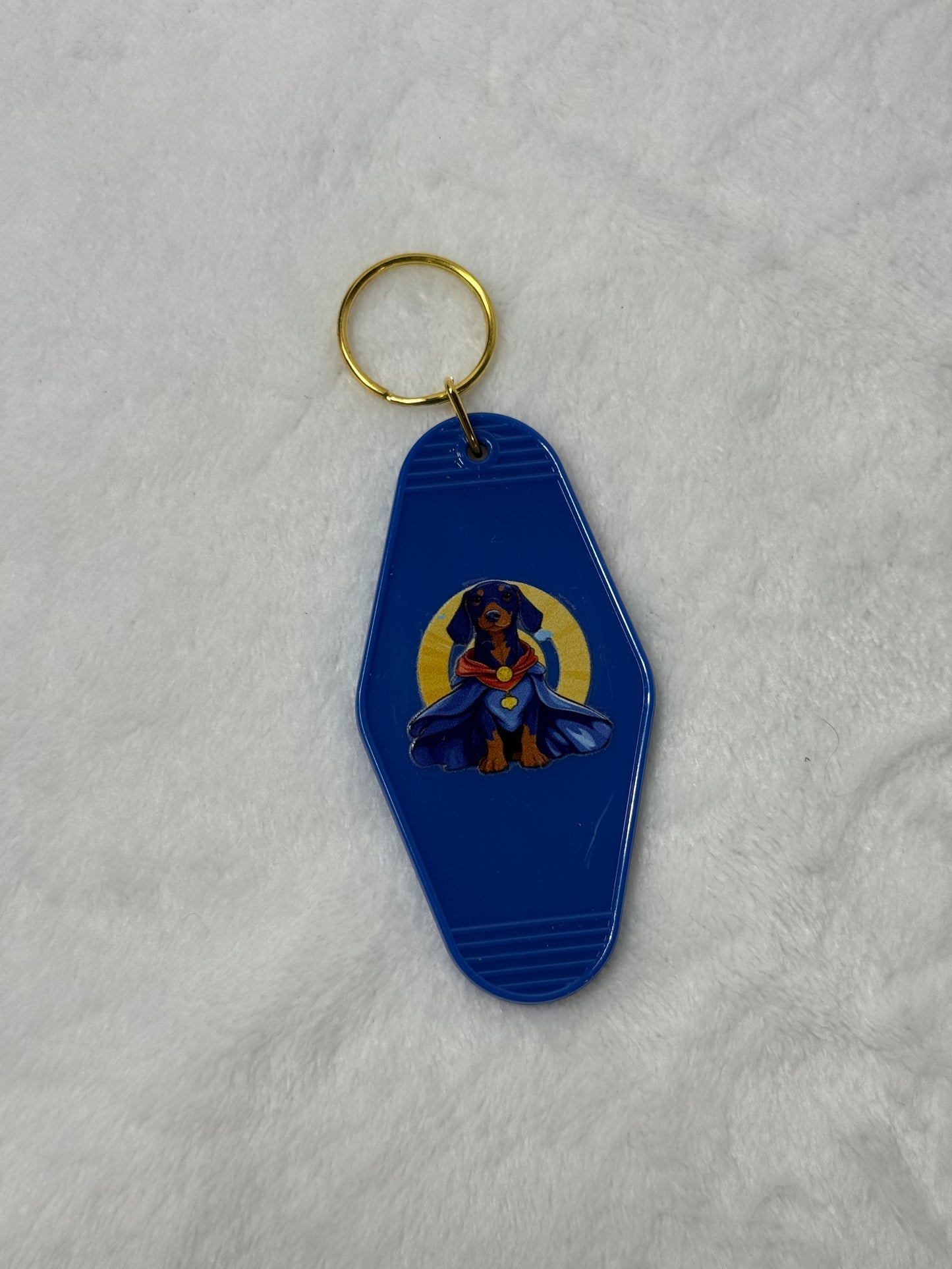 Daschund Superhero Pow Keychain