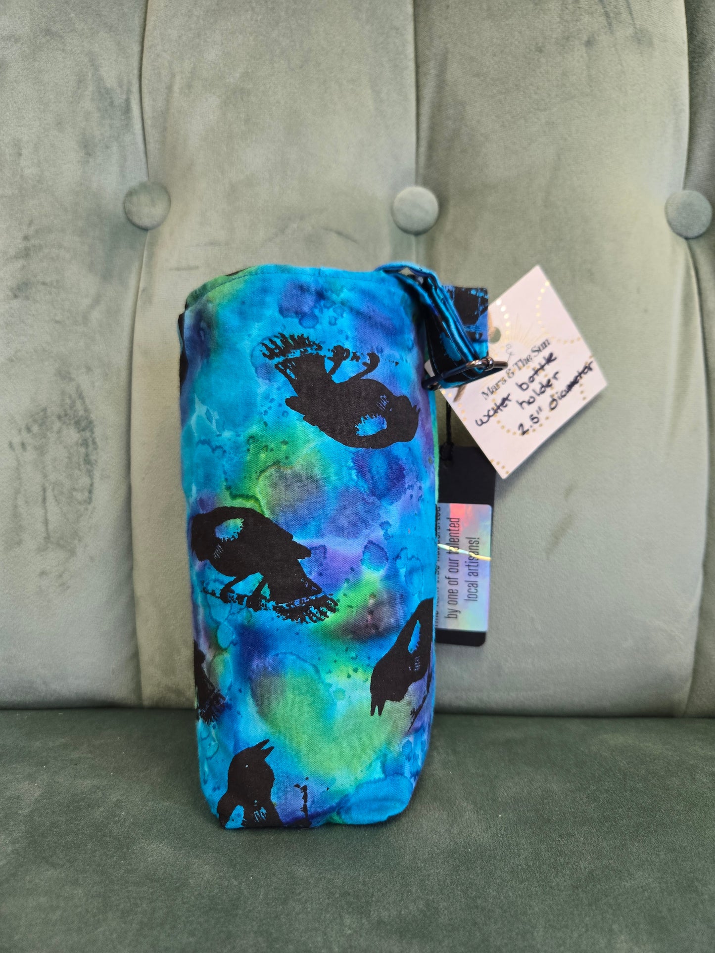 Crossbody Water Bottle Bag || Reclaimed Fabric || Upcycled Handmade