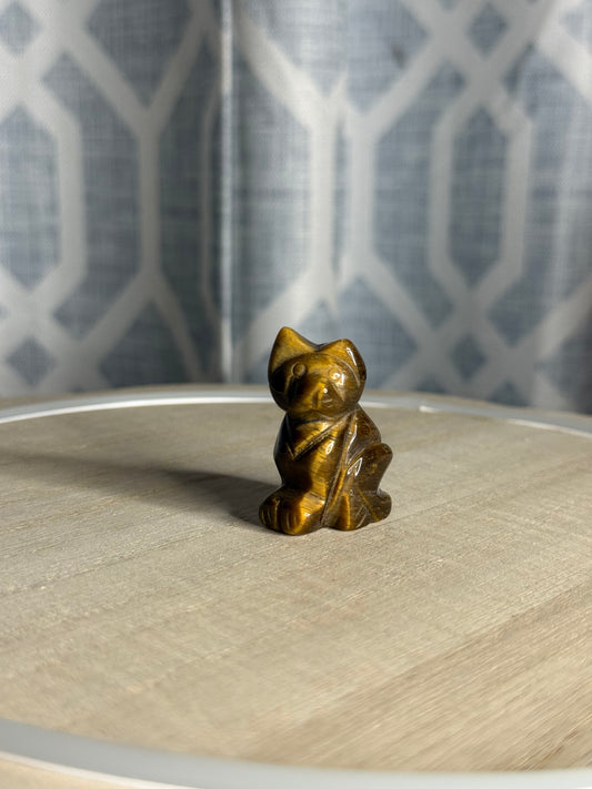 Tigers Eye Cat Carving