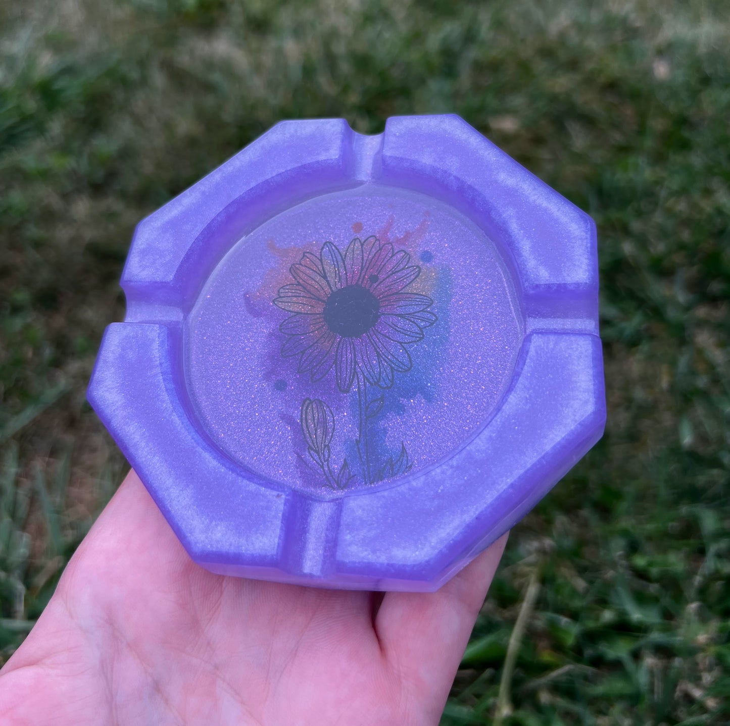 Purple Sunflower Ash Tray