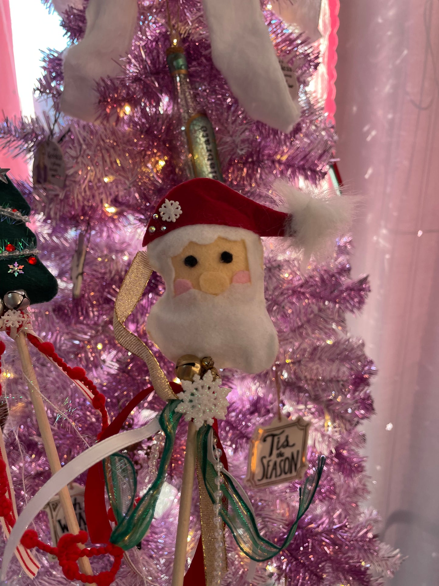 Whimsical Holiday Wand || Handcrafted Felt Santa