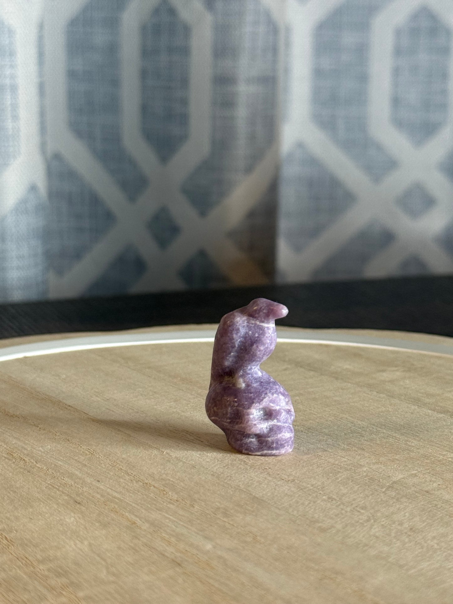 Lepidolite Crow Skull Carving