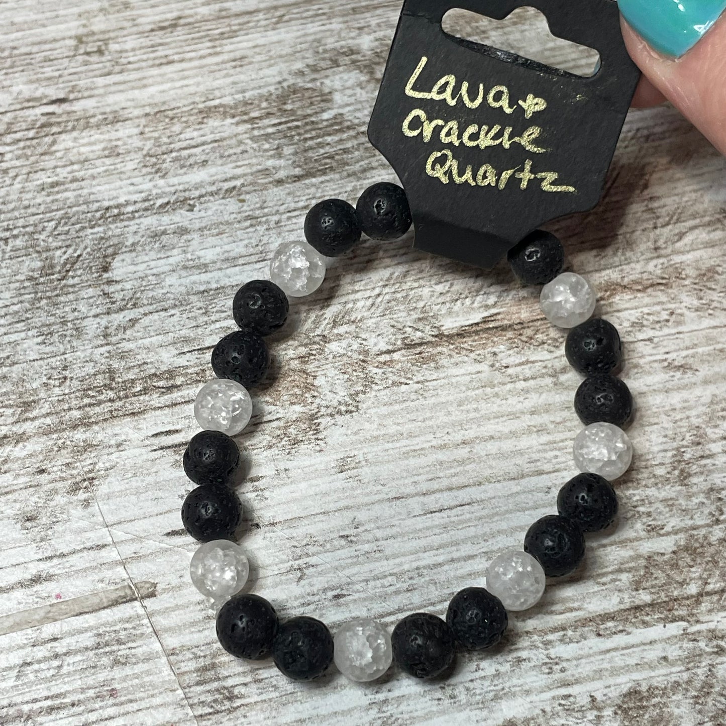 Lava & Crystal Bead Bracelet