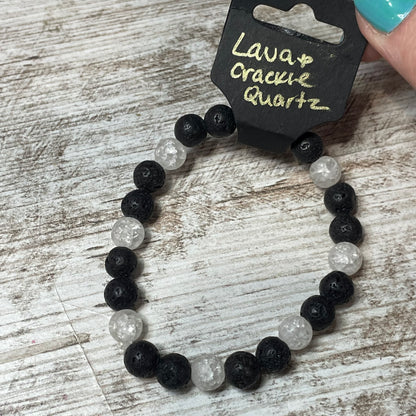 Lava & Crystal Bead Bracelet