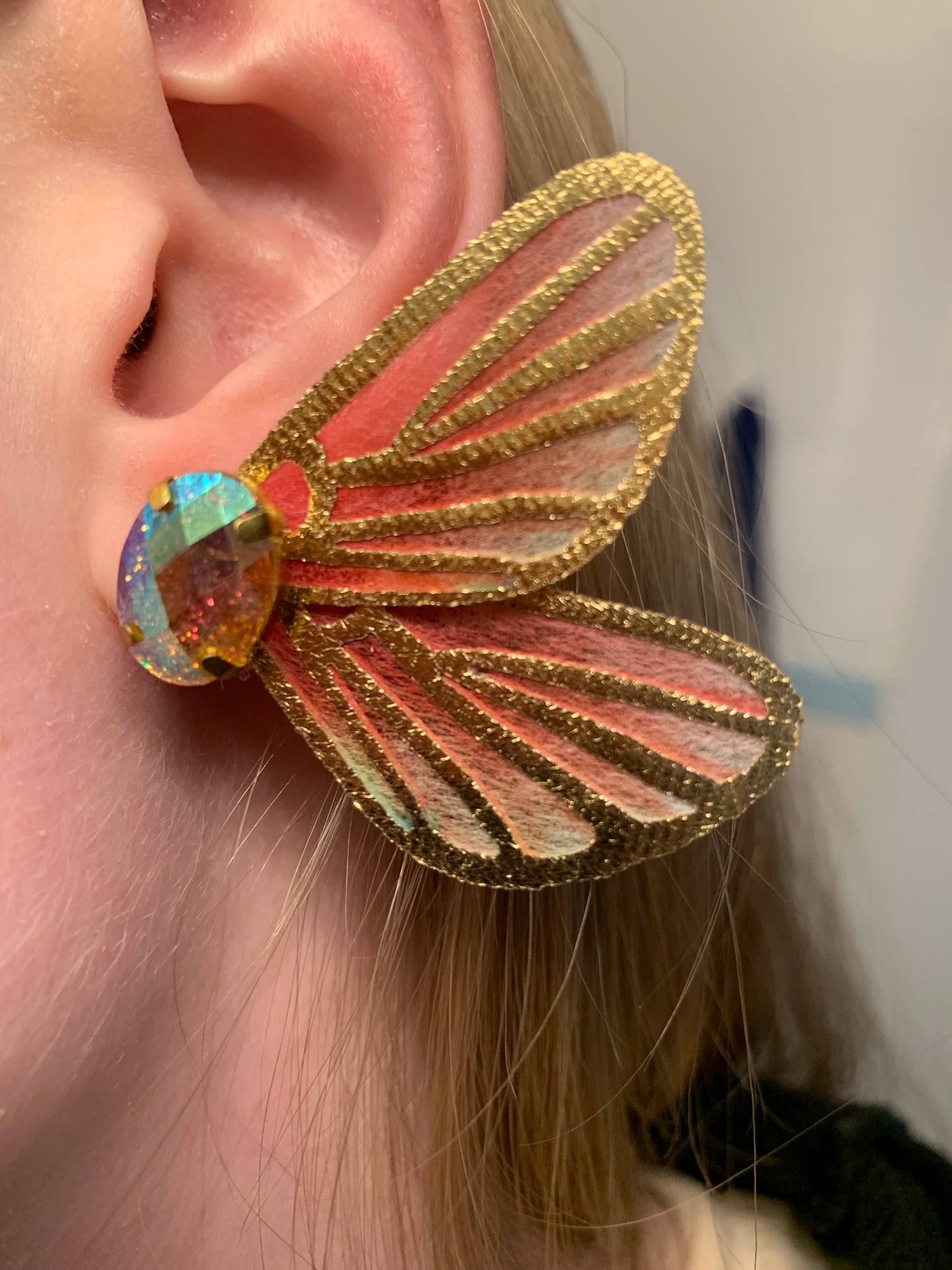 Iridescent Fairy Wing Stud Earrings