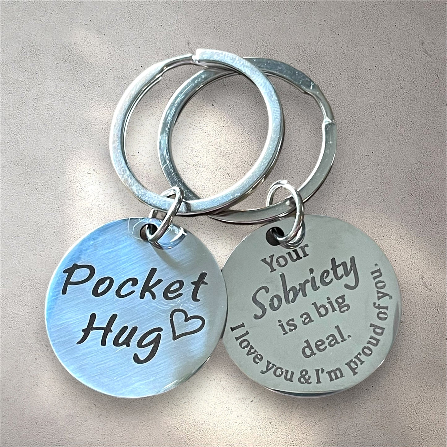 Sobriety Pocket Hug Keychain