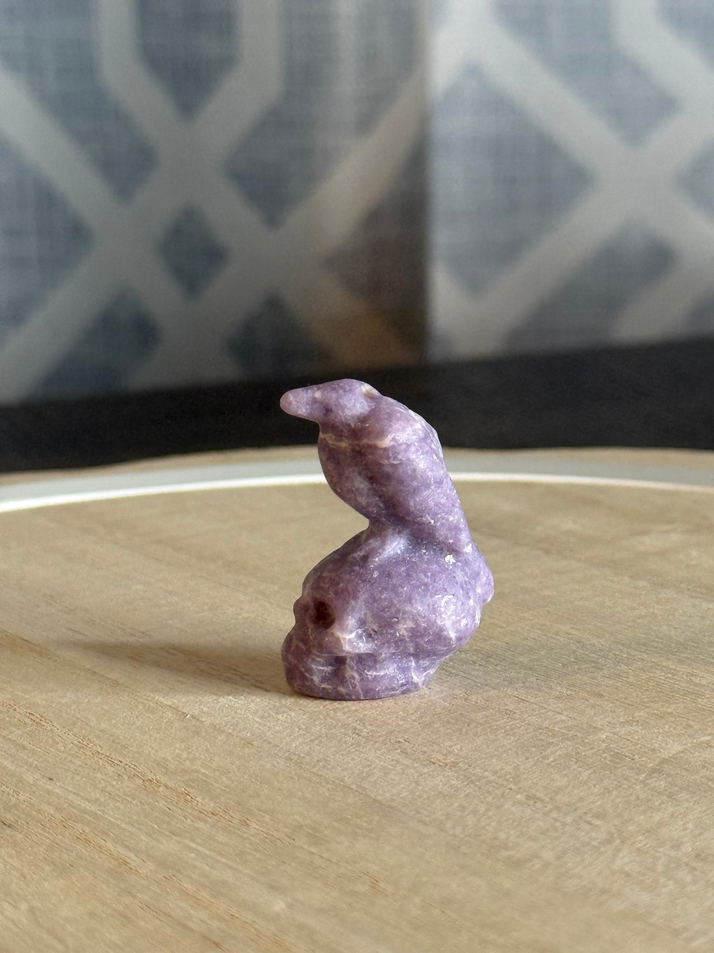 Lepidolite Crow Skull Carving