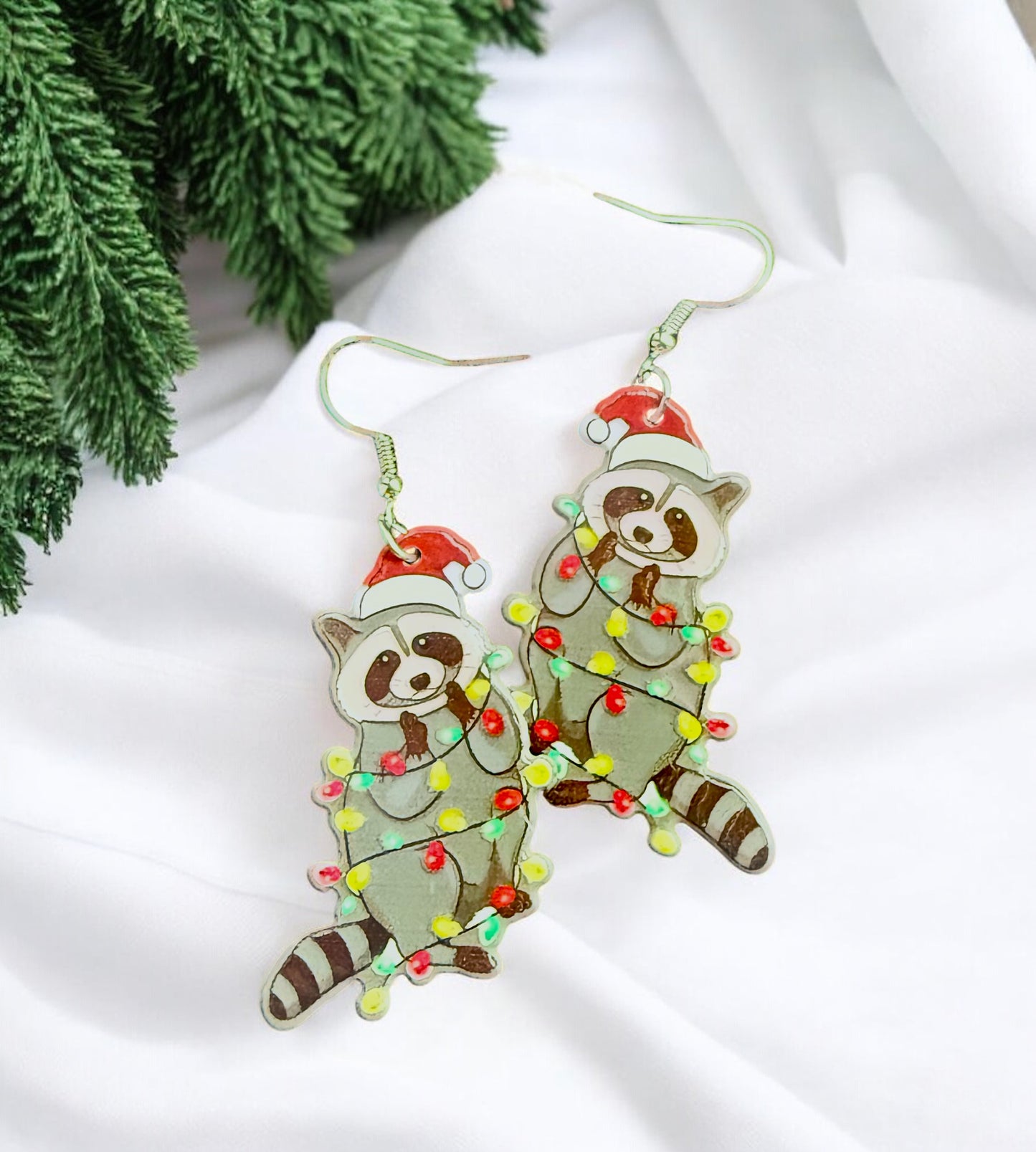 Christmas Racoon Earrings