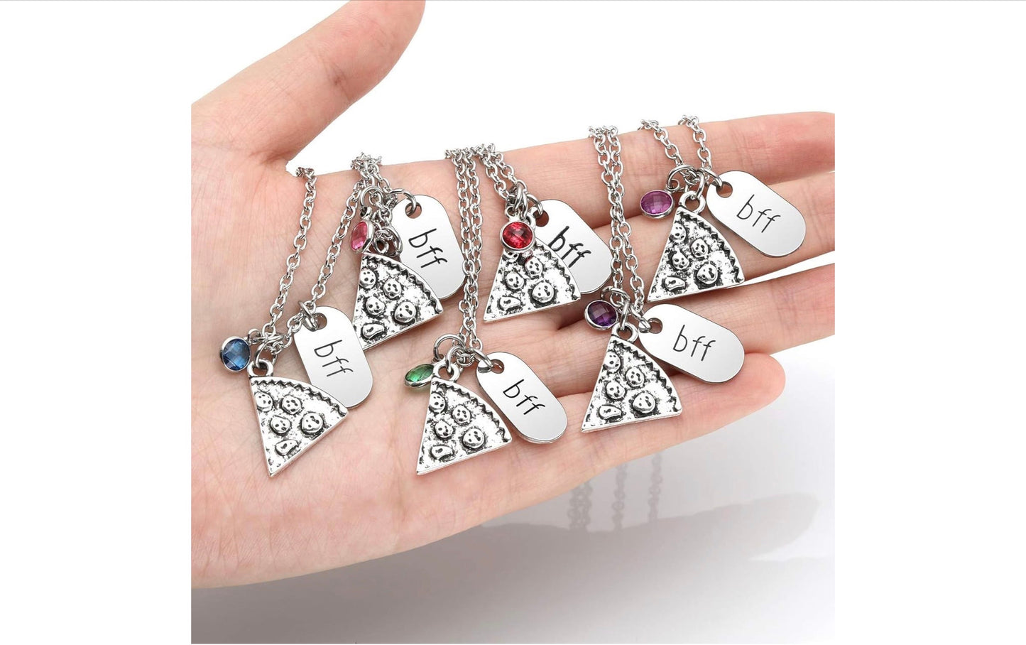 Best Friend Necklace | BFF Pizza Charm | Silver