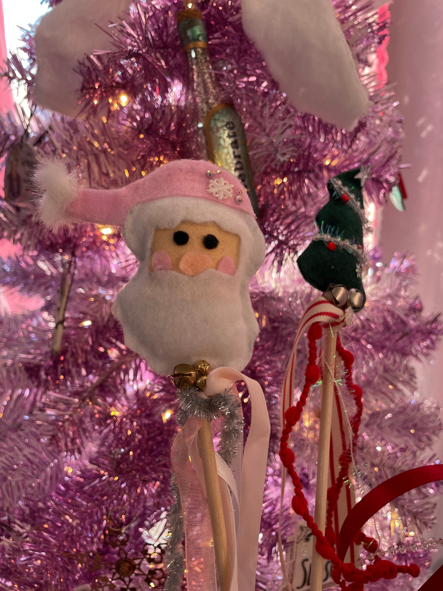 Whimsical Holiday Wand || Handcrafted Felt Santa