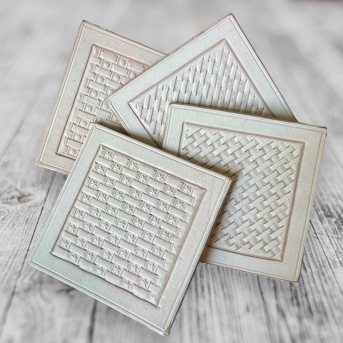 Hand-Tooled Leather Cork Backed Coasters