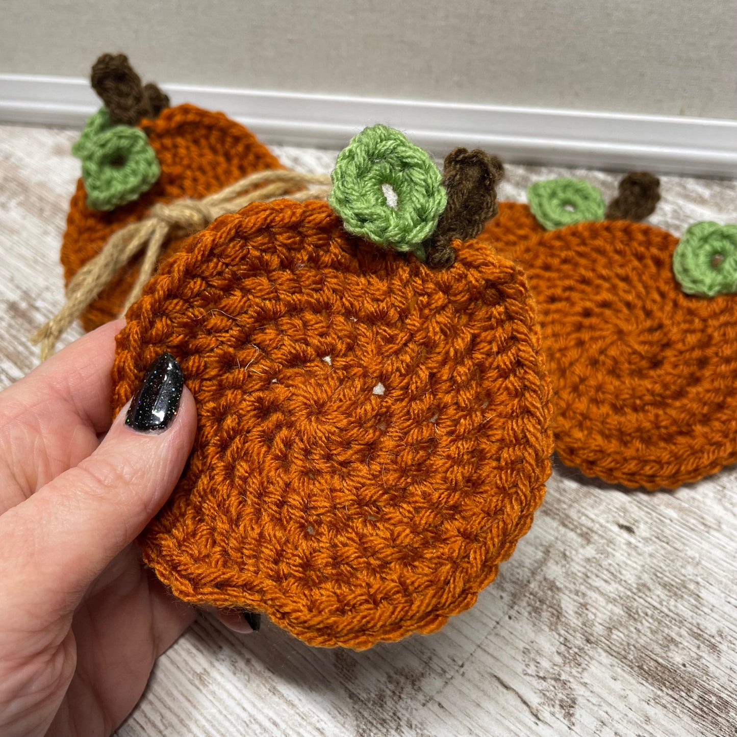 Crochet Pumpkin Coaster Set