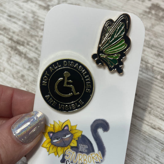 Semicolon Butterfly & Not All Disabilities Are Visible Pin Pack