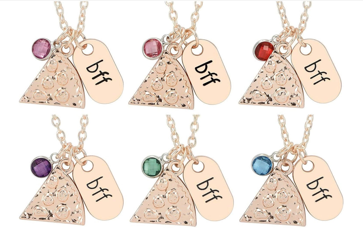 Best Friend Necklace | BFF Pizza Charm | Rose Gold