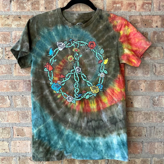 Graphic T-shirt / Floral Peace Sign / Adult S