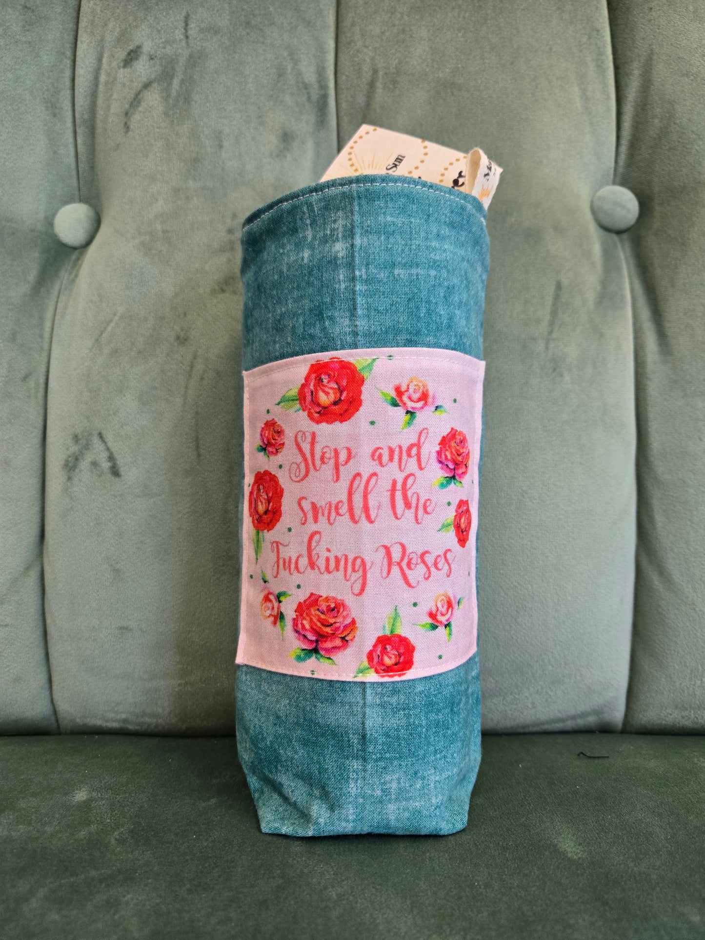 Crossbody Water Bottle Bag || Reclaimed Fabric || Upcycled Handmade
