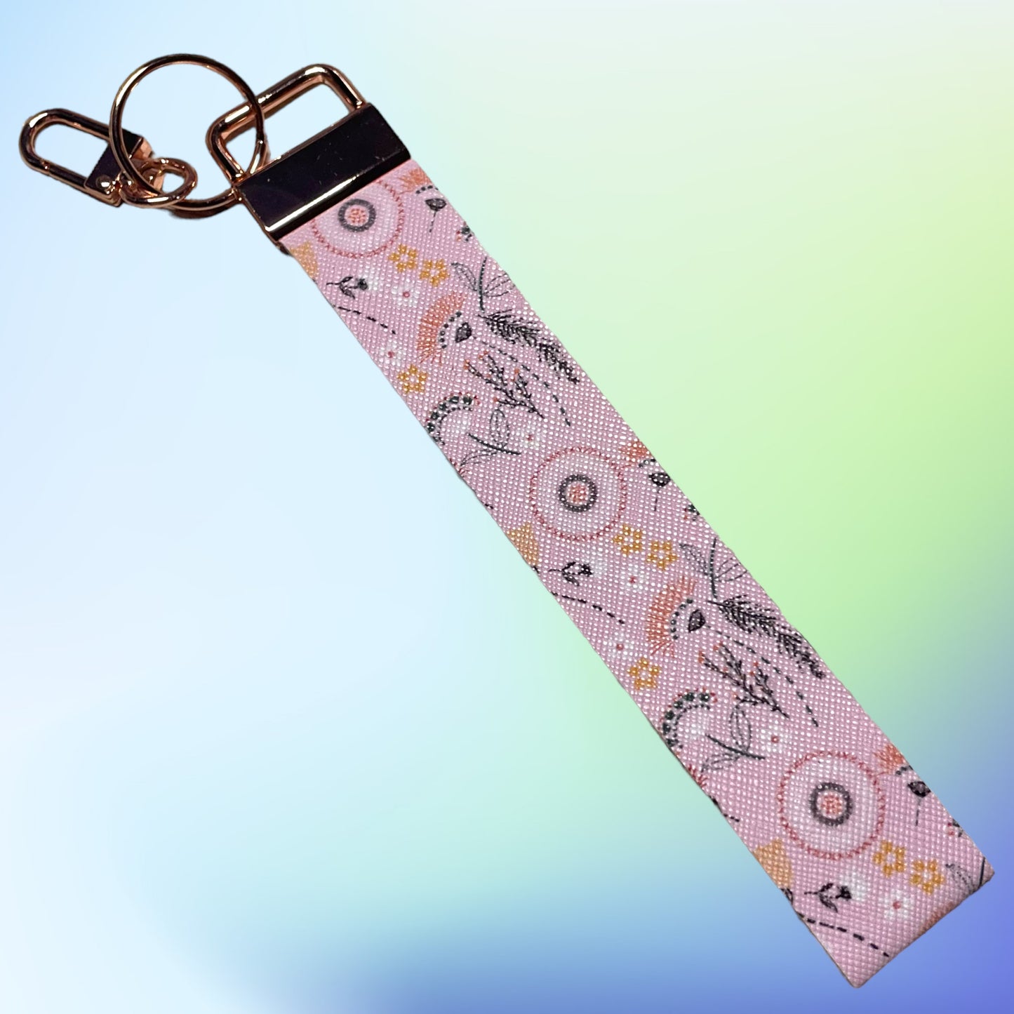 Floral Print Faux Leather Wristlet