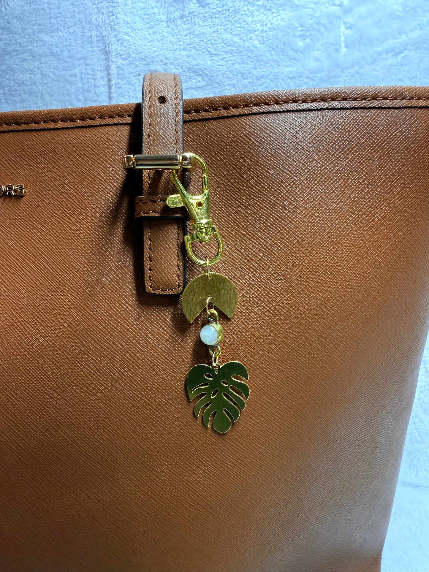 Moonstone Monstera Bag Charm