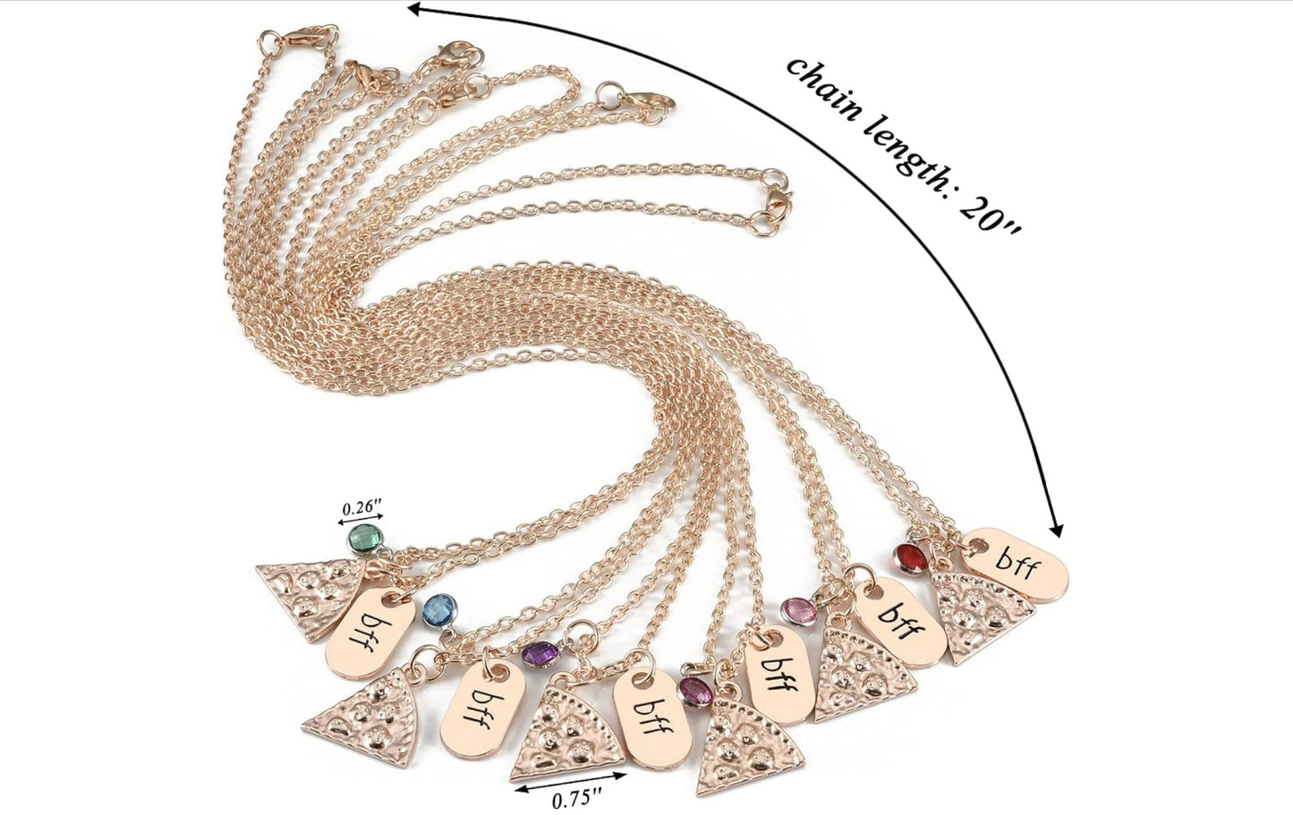 Best Friend Necklace | BFF Pizza Charm | Rose Gold