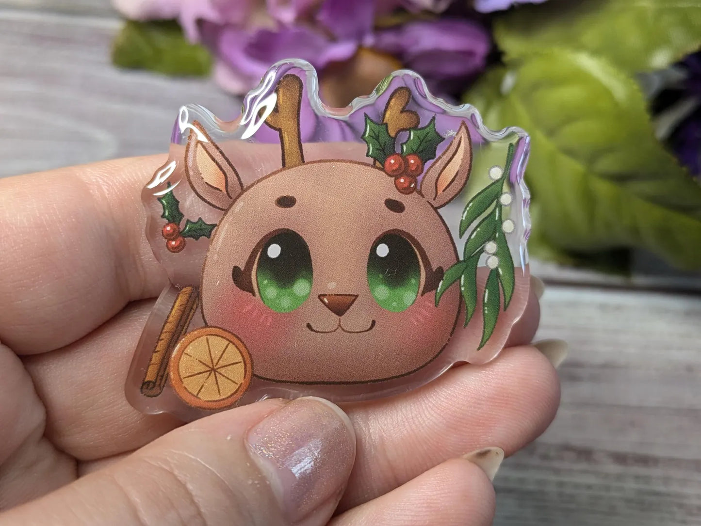 Yule Reindeer Acrylic Pin