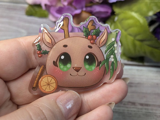 Yule Reindeer Acrylic Pin