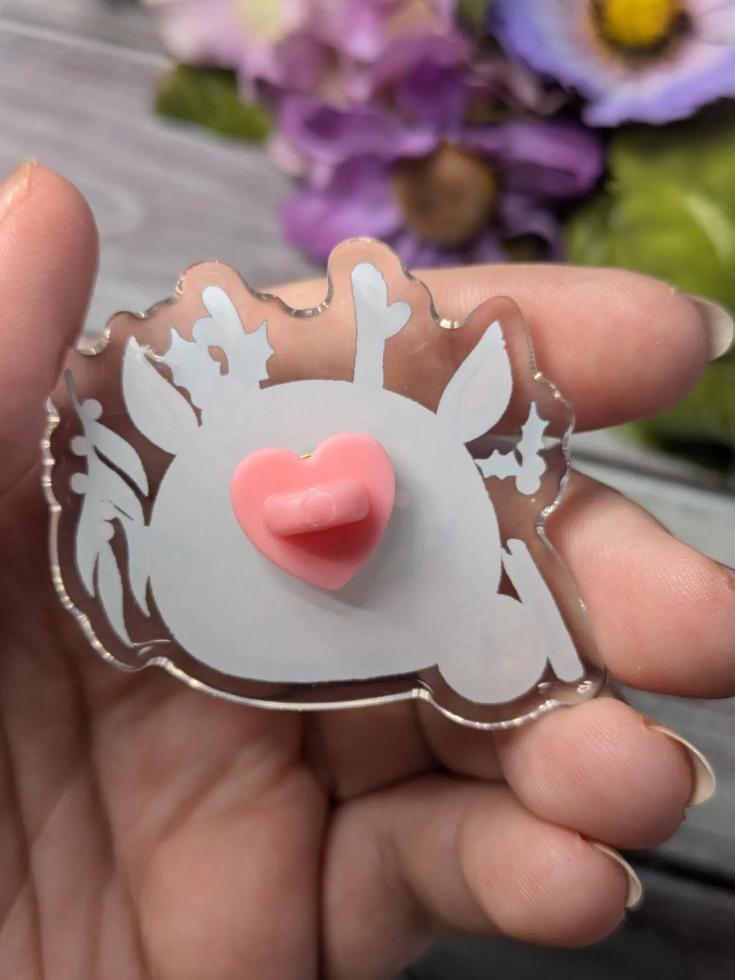 Yule Reindeer Acrylic Pin