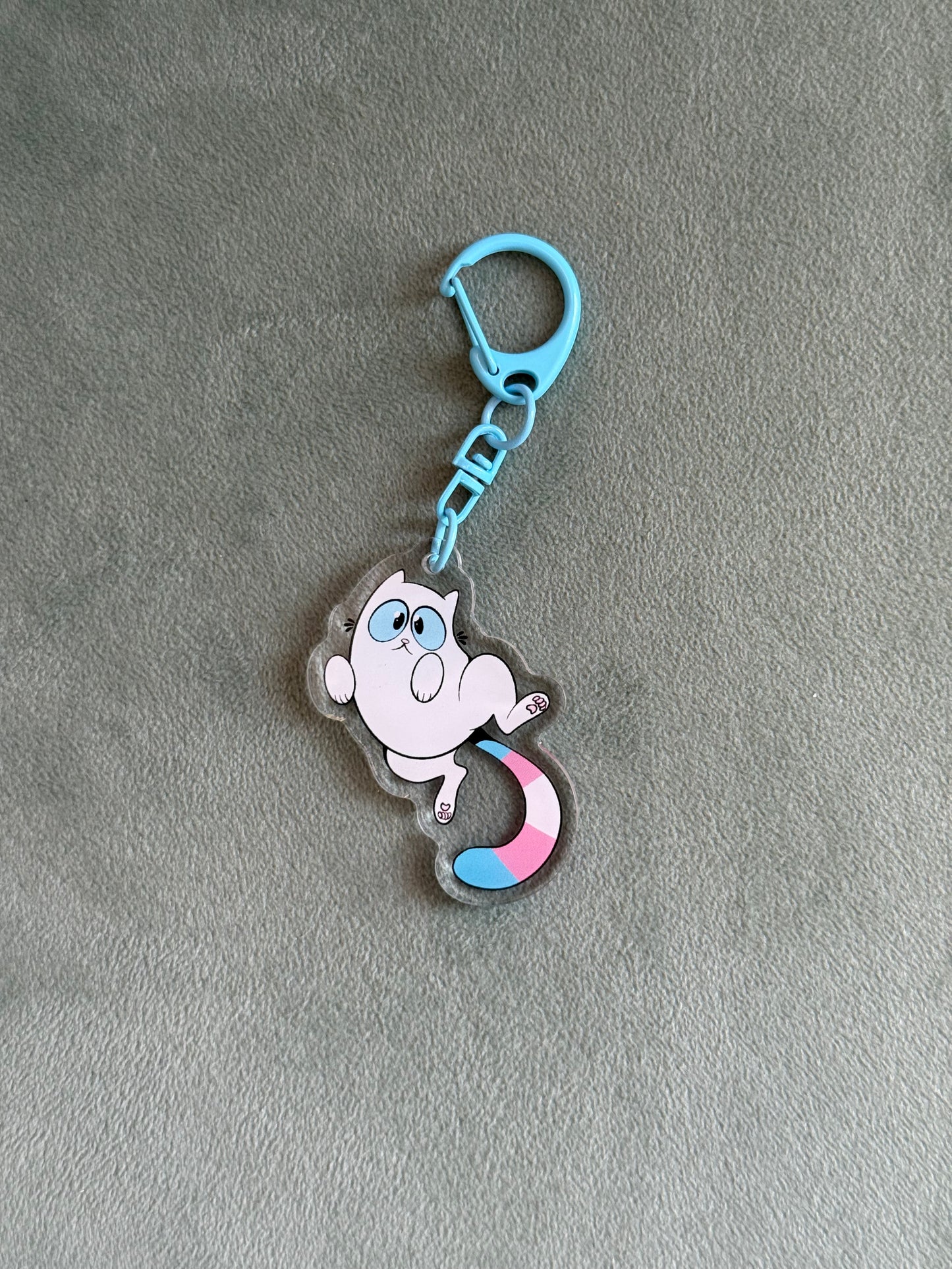 Trans Tail Kitty Keychain