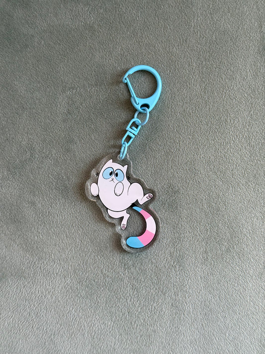 Trans Tail Kitty Keychain