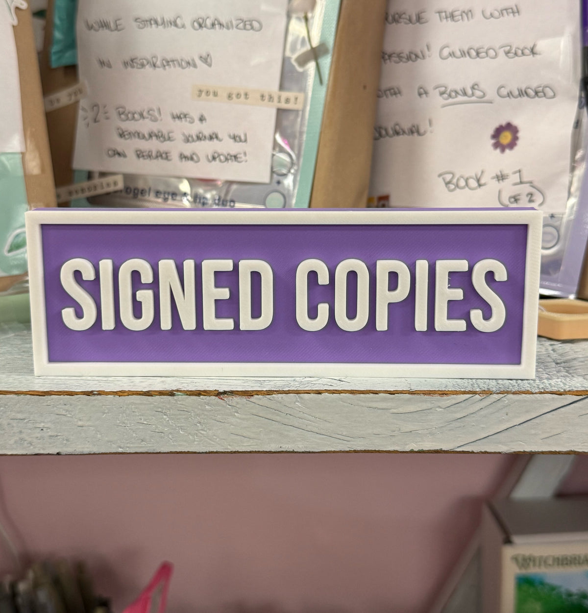 Signed Copies Sign | Bookshelf Decor