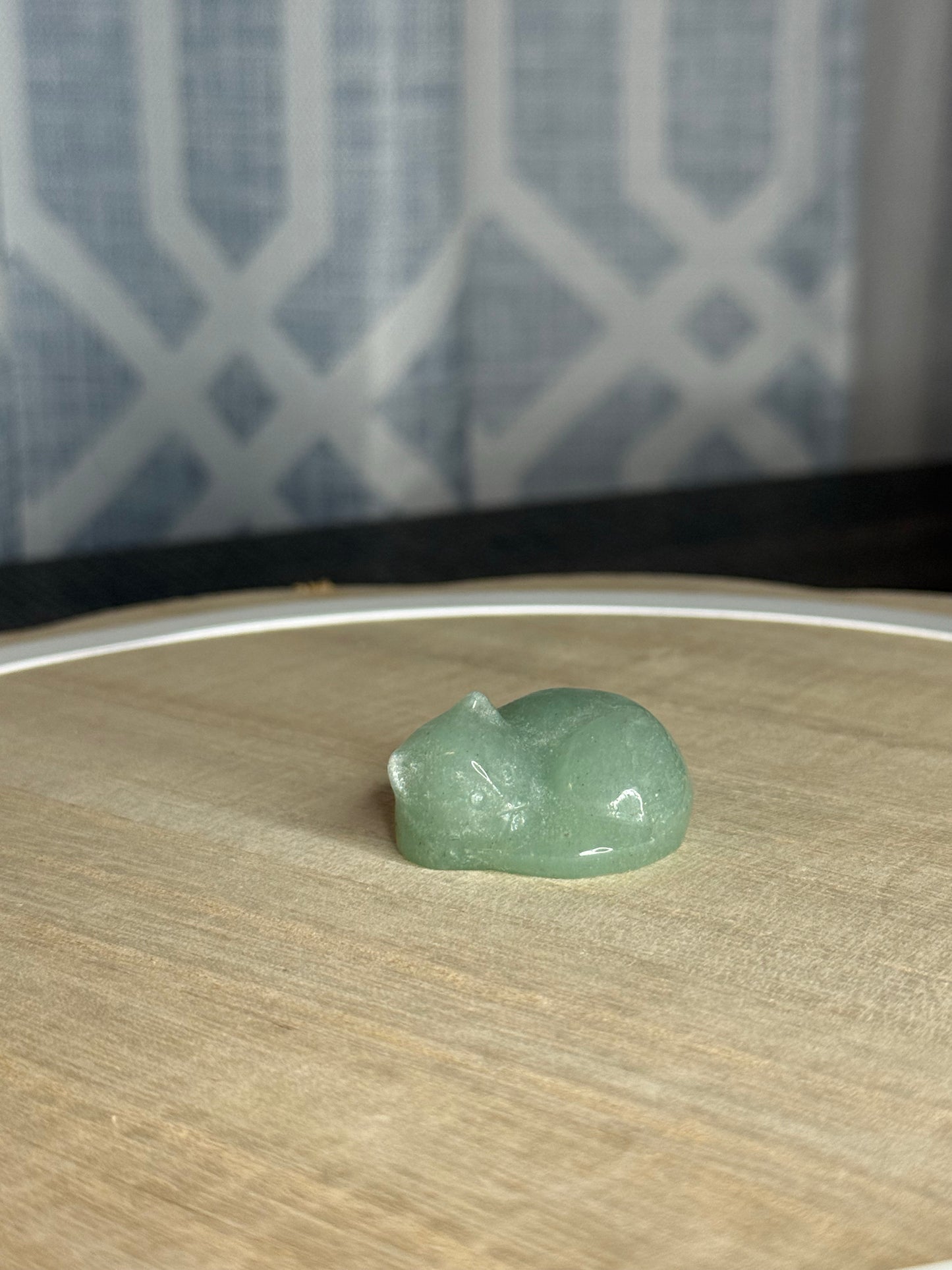 Green Aventurine Sleeping Kitty Carving