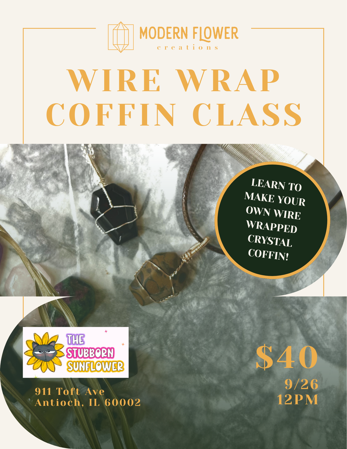 Wire Wrap Coffin Necklace Class | 9/26 | 12-1pm