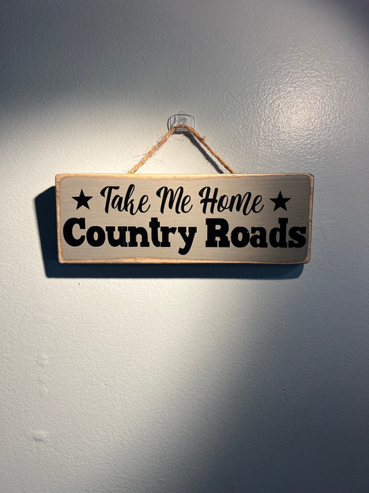 Reclaimed Wood Country Roads Sign