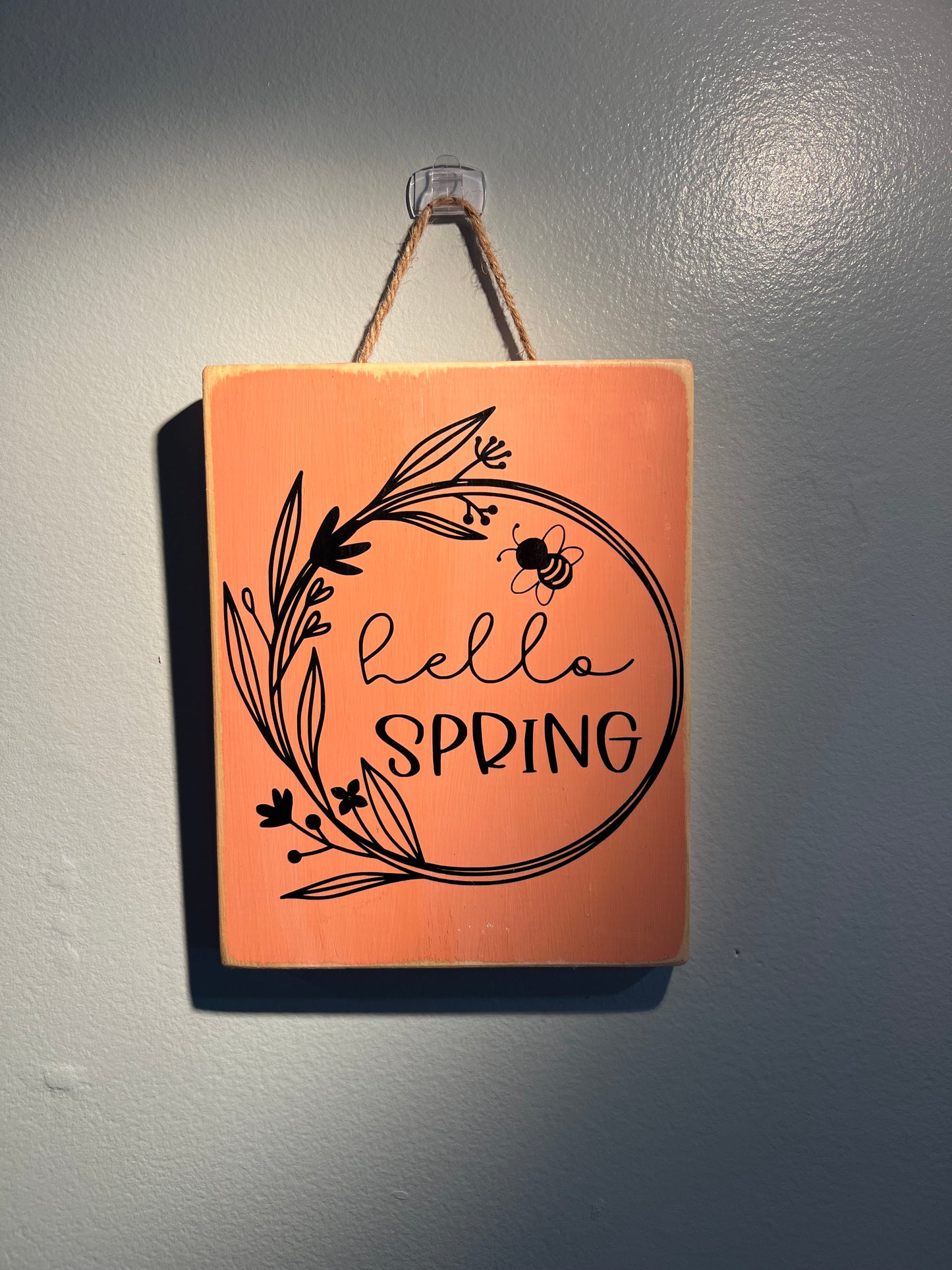 Reclaimed Wood Hello Spring Sign