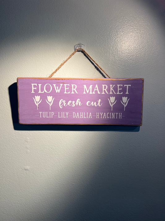 Reclaimed Wood Flower Market Sign