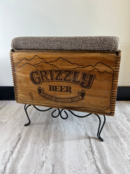 Antique Grizzly Beer Ottoman with Storage