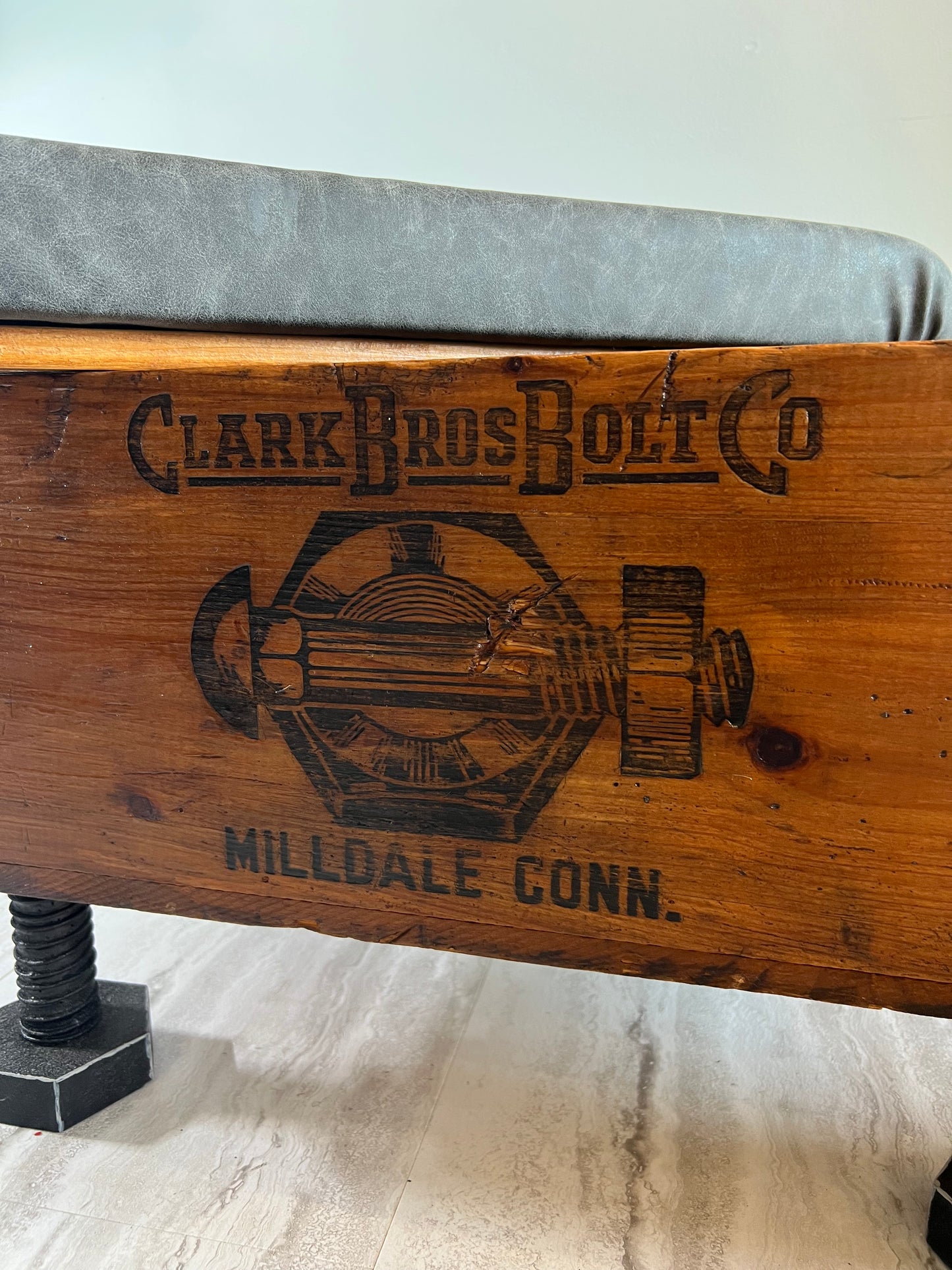 Antique Clark Bros Bolt Co Ottoman with Secret Storage