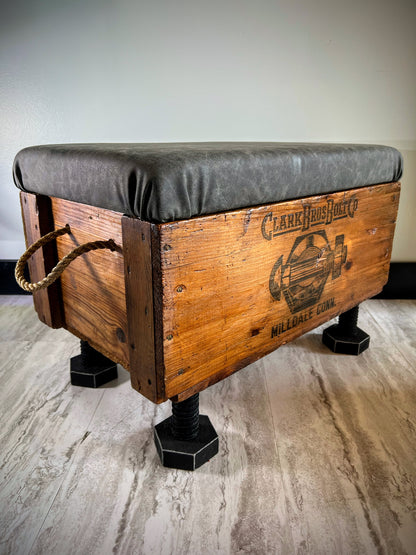 Antique Clark Bros Bolt Co Ottoman with Secret Storage