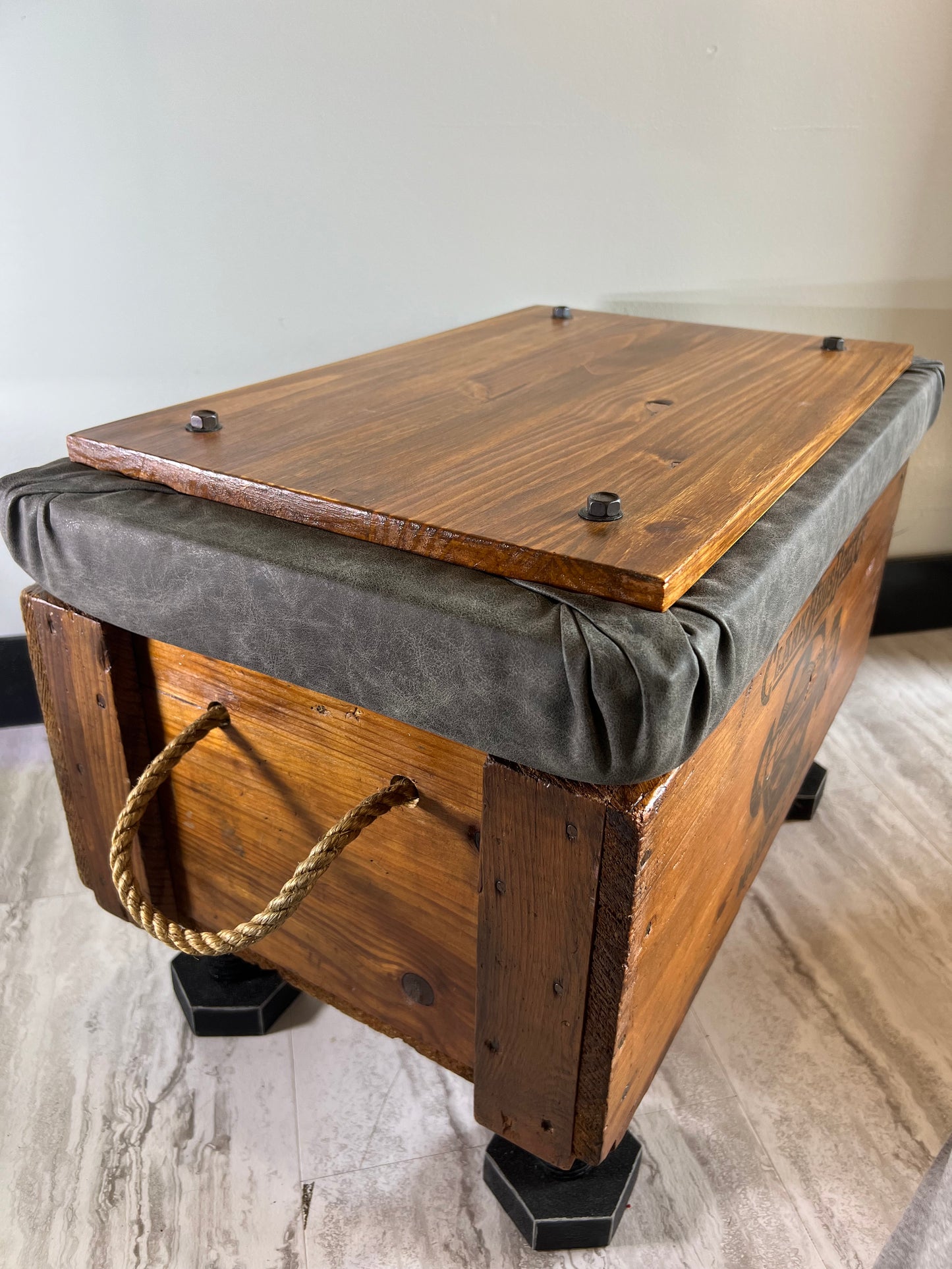 Antique Clark Bros Bolt Co Ottoman with Secret Storage